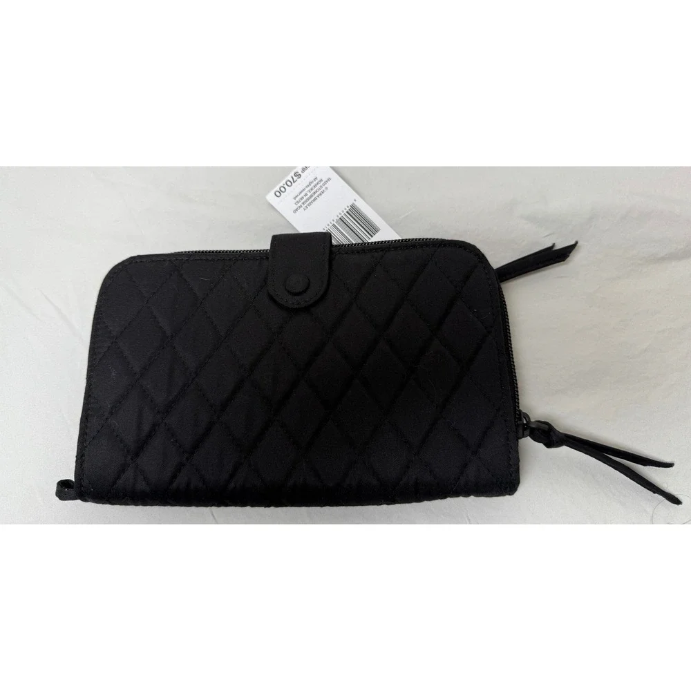 Vera Bradley Large Wallet Featherweight Black NWT Quilted Moonless Night 20089